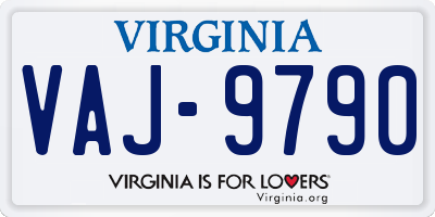 VA license plate VAJ9790