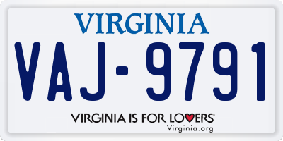 VA license plate VAJ9791