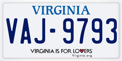 VA license plate VAJ9793