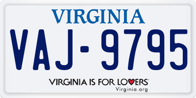 VA license plate VAJ9795