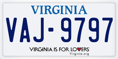 VA license plate VAJ9797