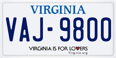VA license plate VAJ9800