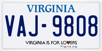 VA license plate VAJ9808