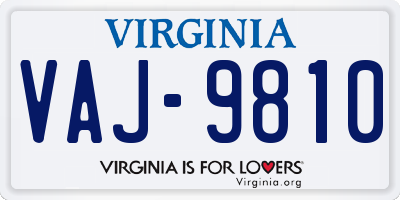 VA license plate VAJ9810