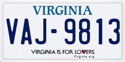 VA license plate VAJ9813