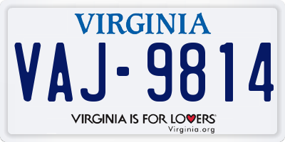 VA license plate VAJ9814