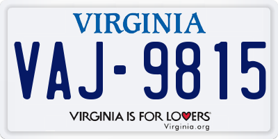 VA license plate VAJ9815