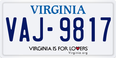 VA license plate VAJ9817