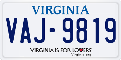 VA license plate VAJ9819