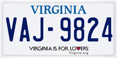 VA license plate VAJ9824