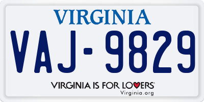 VA license plate VAJ9829