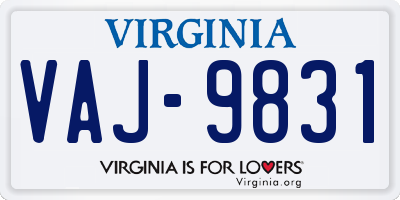VA license plate VAJ9831