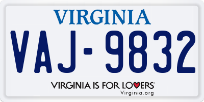 VA license plate VAJ9832