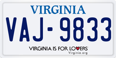 VA license plate VAJ9833