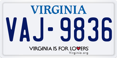 VA license plate VAJ9836