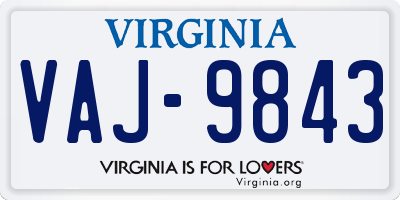VA license plate VAJ9843