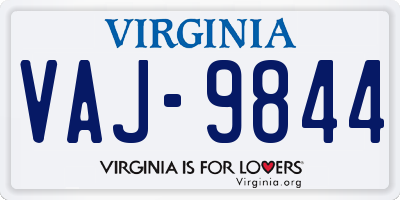 VA license plate VAJ9844