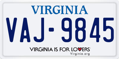 VA license plate VAJ9845