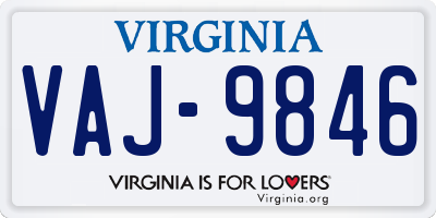 VA license plate VAJ9846