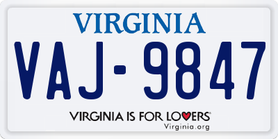 VA license plate VAJ9847