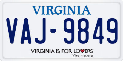 VA license plate VAJ9849