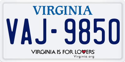 VA license plate VAJ9850