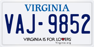 VA license plate VAJ9852