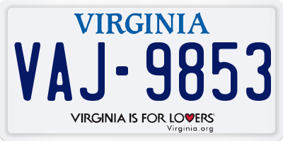 VA license plate VAJ9853