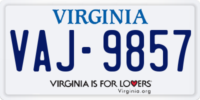 VA license plate VAJ9857