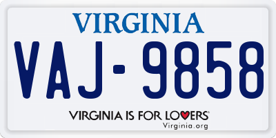 VA license plate VAJ9858
