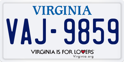 VA license plate VAJ9859