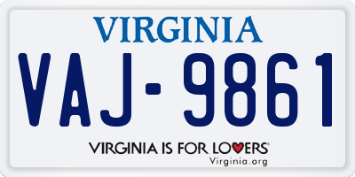 VA license plate VAJ9861