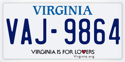 VA license plate VAJ9864