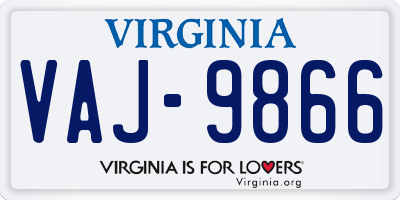 VA license plate VAJ9866