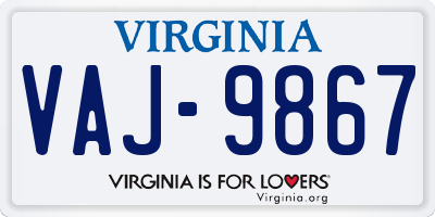 VA license plate VAJ9867