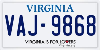 VA license plate VAJ9868