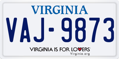 VA license plate VAJ9873