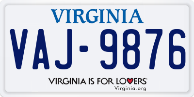 VA license plate VAJ9876