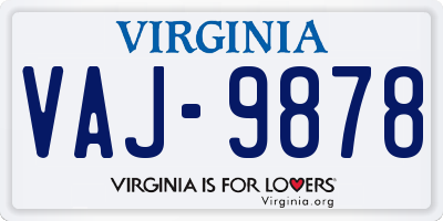 VA license plate VAJ9878