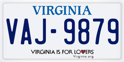 VA license plate VAJ9879