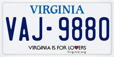 VA license plate VAJ9880