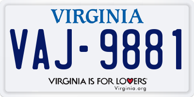 VA license plate VAJ9881