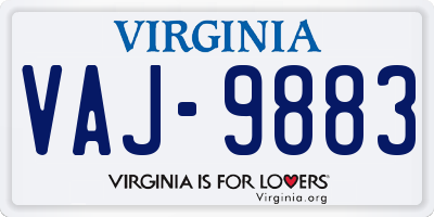VA license plate VAJ9883