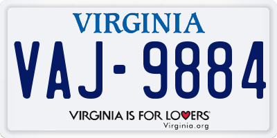 VA license plate VAJ9884