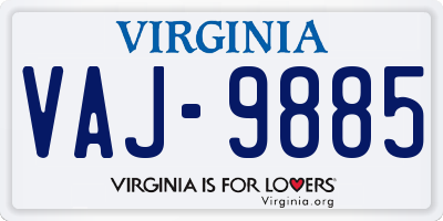 VA license plate VAJ9885