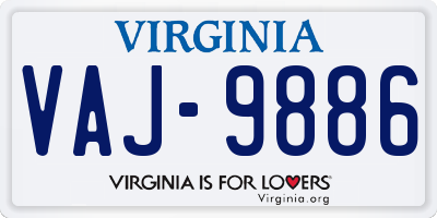 VA license plate VAJ9886