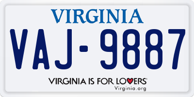 VA license plate VAJ9887