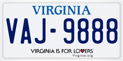 VA license plate VAJ9888