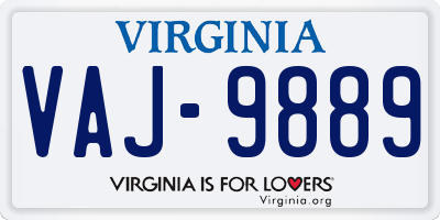 VA license plate VAJ9889