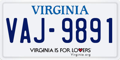 VA license plate VAJ9891